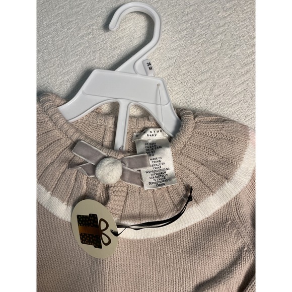 Studio Baby 24M Sweater Dress Beige White Collar Holiday Christmas - Picture 2 of 7